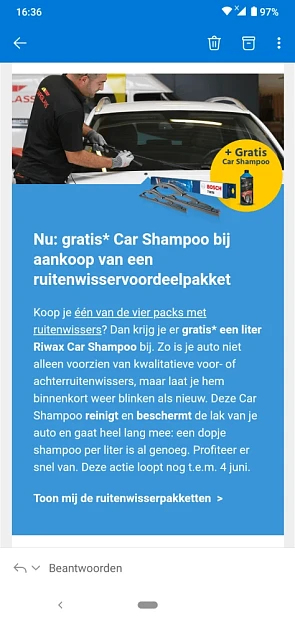 Bij Carglass krijg je nu gratis 1l riwax cars...