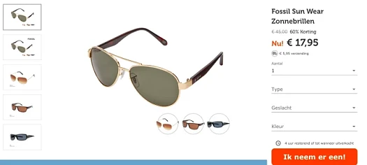 Mooie korting op Fossil zonnebrillen bij iBoo...