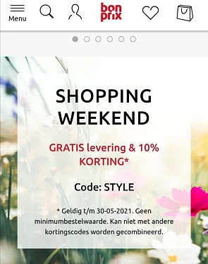 Tot en met 30/5 gratis levering en 10% kortin...
