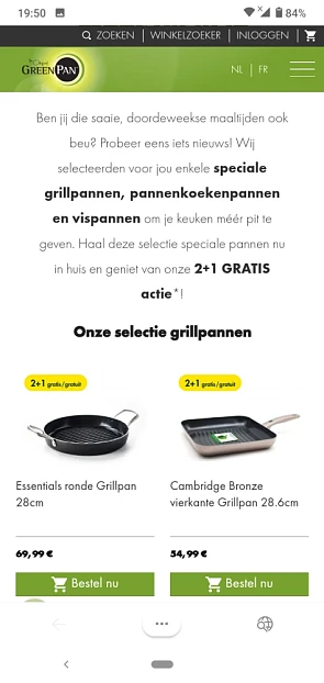 Bij green pan is er 2+1 gratis op alle specia...