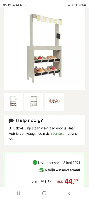 Marktkraam bij babydump voor een super prijs