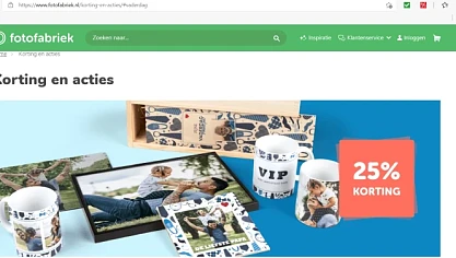 Bij fotofabriek is er momenteel 25% korting o...