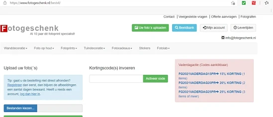 Vaderdagactie bij fotogeschenk.nl met de code...