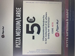 -5€ op een medium of large pizza bij pizza hu...