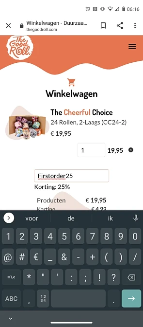 The good roll wc papier. Deze code geeft 25%...