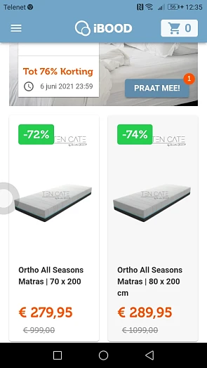 FLASHSALE: TEN CATE matrassen en toppers tot...