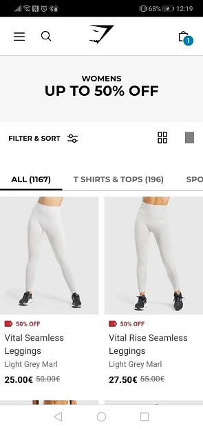 Gymshark doet een sale op geselecteerde items...
