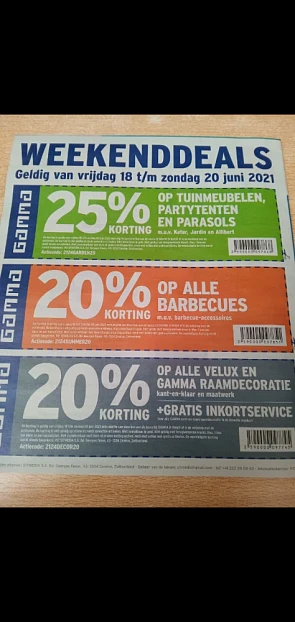 Bij gamma krijg je met de code 2124DECOR20 20...