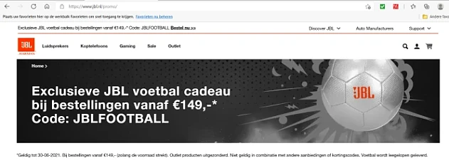 Bij de JBL webshop krijg je met de code JBLFO...