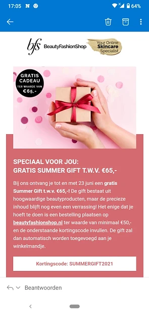 Bij beautyfashionshop krijg je met de code SU...