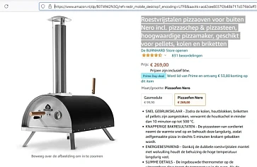 Roestvrijstalen pizzaoven voor buiten Nero in...