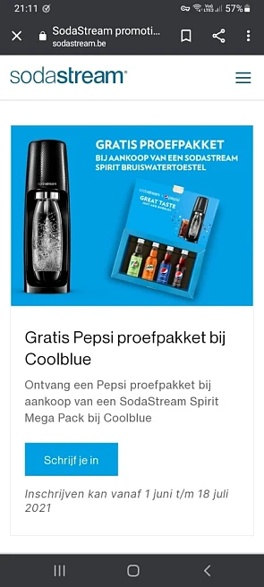 Gratis Pepsi proefpakket bij aankoop van een...