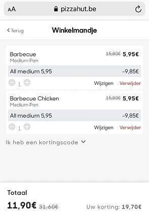 Dolle dinsdag 5,95 / pizza naar keuze bij piz...