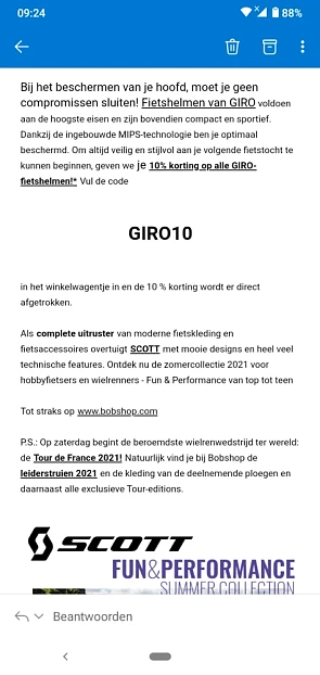 Bij bobshop krijg je met de code GIRO10 10% k...