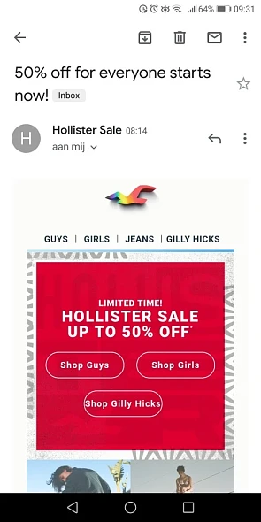 Sale bij Hollister, kortingen tot 50%, mooie...