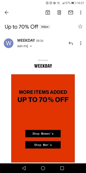 Sale bij Weekday, tot 70%, in de winkels of o...