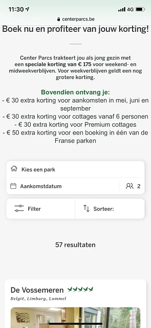 Een korting van €175 voor een weekend en midw...