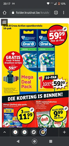 Koopjesavond Kruidvat: Ariel pods 3 voor 10...