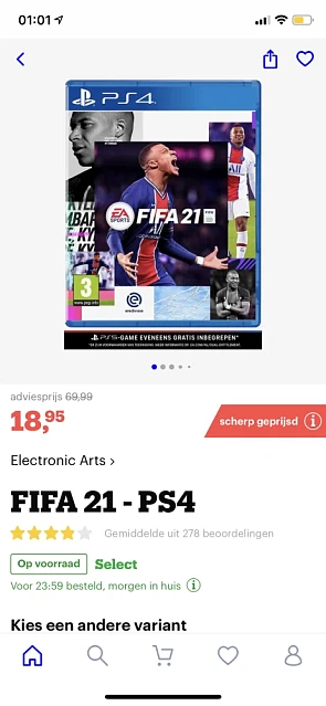 Fifa 21 €18,95 ipv €69,99 Bol.com
