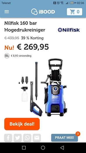 Nilfisk 160 bar Hogedrukreiniger normaal € 43...