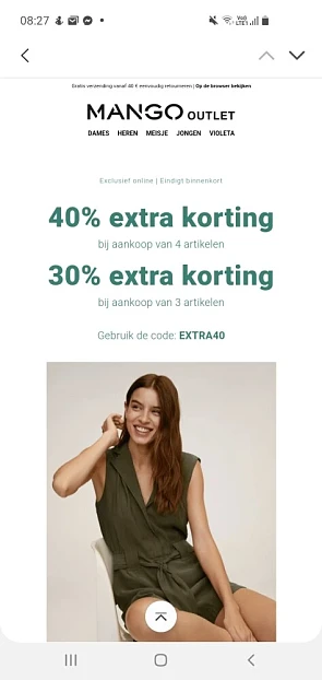 Mango outlet geeft tot -40% korting bij aanko...