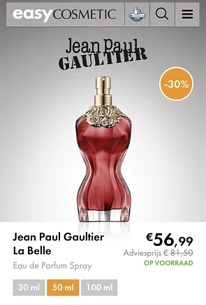 Parfume Jean Paul Gaultier voor €56,99 bij Ea...