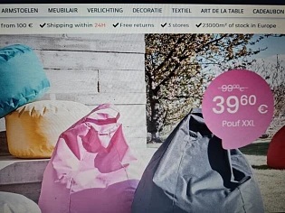 Bij zoli99 nu pouf xxl voor 39,60€ ipv 99€.