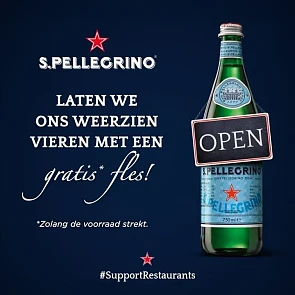 Gratis fles San Pellegrino, Vittel of Perrier...