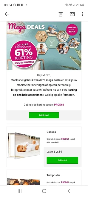 Bij fotocadeau.nl nu alles aan 61% korting