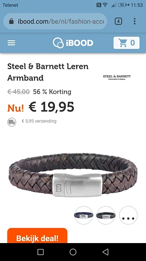 Steel & Barnett leren armband voor mannen met...