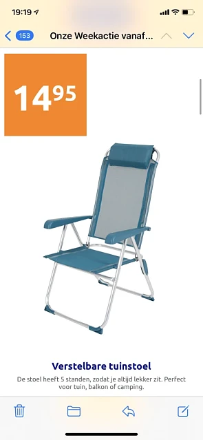 Weekactie bij Action. Strandstoel aan €14,95.