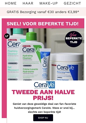 Bij Look Fantastic korting op CeraVe. Tweede...