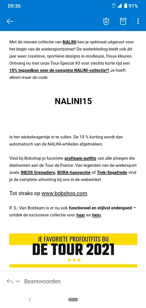Bij bobshop krijg je met de code NALINI15 15%...