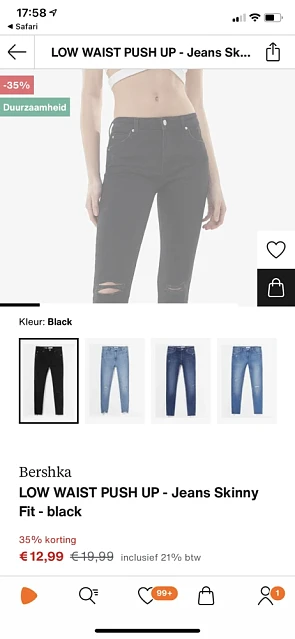 Push up jeans van Bershka op Zalando nu €12,9...