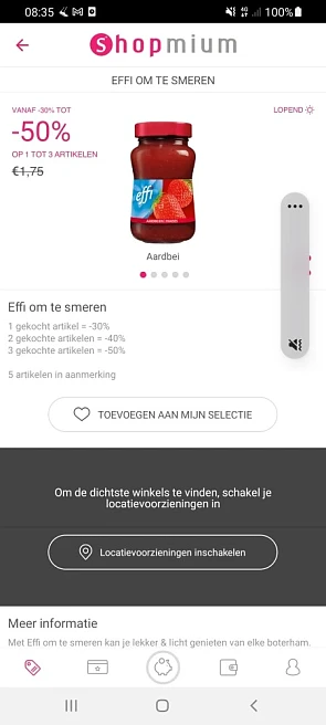 Effi gelei wordt cia Shopmium gedeeltelijk te...