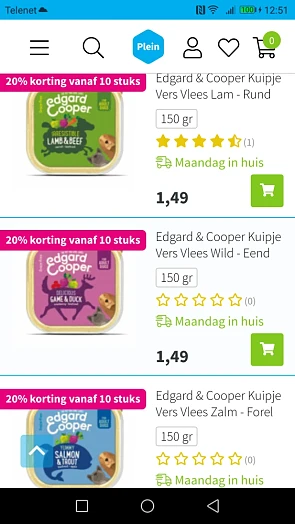 20% korting vanaf 10 stuks Edgard & Cooper....