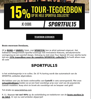 Bij Bobshop krijg je met de code SPORTFUL15 1...