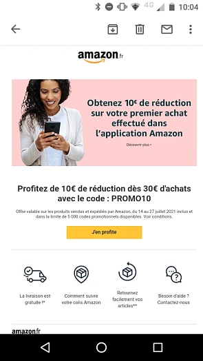 10 euro korting bij Amazon.fr via de app bij...