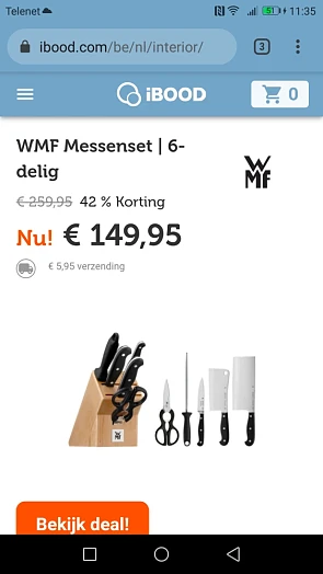 KOOPJE: WMF Spitzenklasse Plus messenset 6-d...