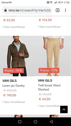 Bij Inno -70% op mannenkleding v Van Gils tem...