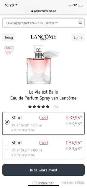 Hoge korting op parfume van Lancôme bij Parfu...