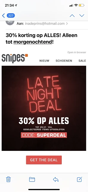 30% korting op ALLES bij Snipes via deze code...