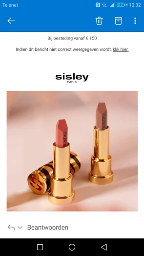 Bij aankoop v 150€ gratis lipstick nr. 10 ht...