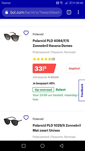 Dagdeal tot 40% korting op zonnebrillen van o...