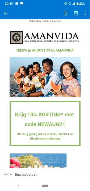 Bij amanvida krijg je met de code NEWAUG21 10...