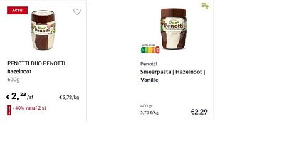 Duo Penotti bij Colruyt, slechts 1.34€ voor p...