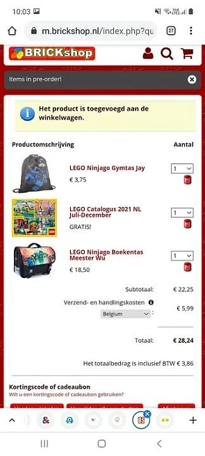 Bij brickshop.nl lego boekentas aan -50% en d...