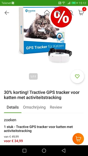 -30% voor een tractive GPS kattentracker met...