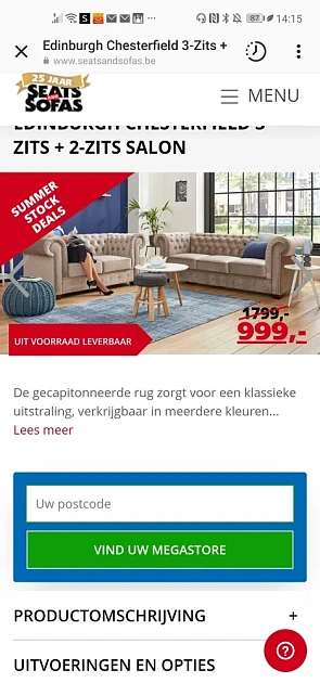 Seats&Sofas Korting op EDINBURGH CHESTERFIELD...