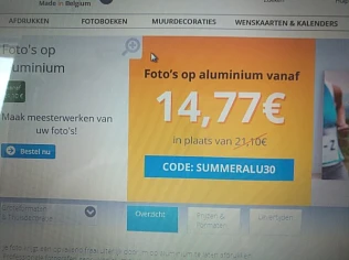 Foto op aluminium vanaf 14,77€ ipv 21,10€. H...
